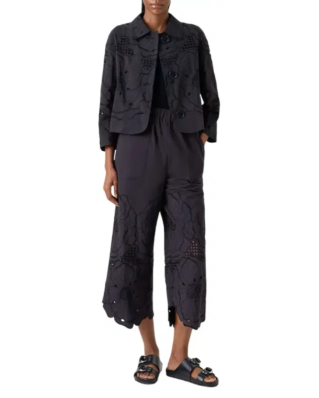Flower Eyelet Jacket in Cotton Poplin