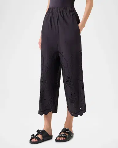 Akris punto Frey Flower Eyelet Pants in Cotton Poplin | Thumbnail 4 Akris punto Frey Flower Eyelet Pants in Cotton Poplin | Thumbnail 4