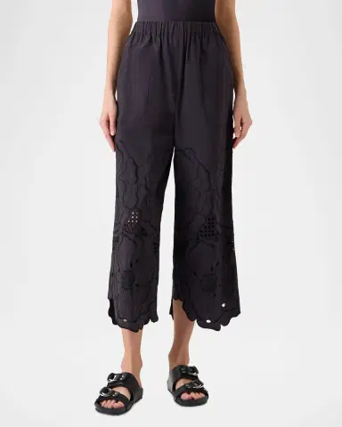 Akris punto Frey Flower Eyelet Pants in Cotton Poplin | Thumbnail 5 Akris punto Frey Flower Eyelet Pants in Cotton Poplin | Thumbnail 5