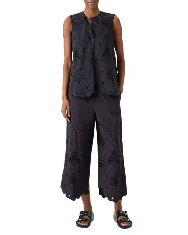 Akris punto Flower Eyelet Embroidered Cotton Poplin Tunic Blouse | Thumbnail 1 Akris punto Flower Eyelet Embroidered Cotton Poplin Tunic Blouse | Thumbnail 1