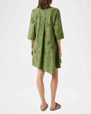 Akris punto Floral Eyelet Embroidered Asymmetric Mini Shirtdress | Thumbnail 2