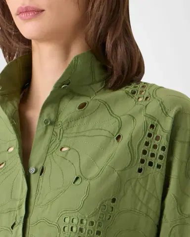 Akris punto Floral Eyelet Embroidered Asymmetric Mini Shirtdress | Thumbnail 4