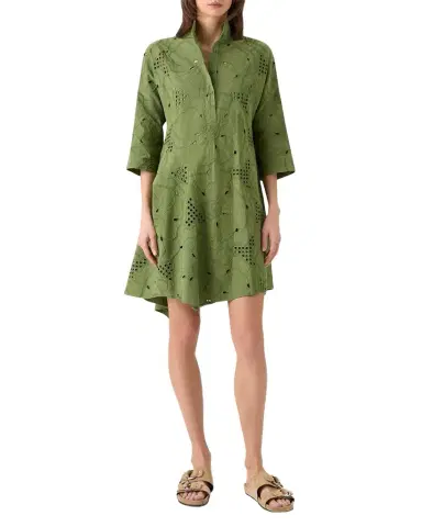 Akris punto Floral Eyelet Embroidered Asymmetric Mini Shirtdress | Thumbnail 1