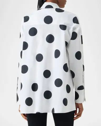 Akris punto Polka Dot Cotton Poplin High-Low Button-Down Shirt | Thumbnail 2