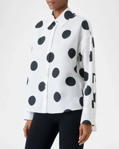 Akris punto Polka Dot Cotton Poplin High-Low Button-Down Shirt | Thumbnail 3