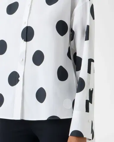 Akris punto Polka Dot Cotton Poplin High-Low Button-Down Shirt | Thumbnail 4