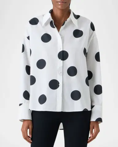 Akris punto Polka Dot Cotton Poplin High-Low Button-Down Shirt | Thumbnail 5