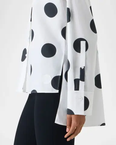 Akris punto Polka Dot Cotton Poplin High-Low Button-Down Shirt | Thumbnail 6