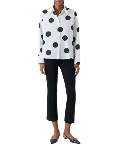 Akris punto Polka Dot Cotton Poplin High-Low Button-Down Shirt | Thumbnail 1