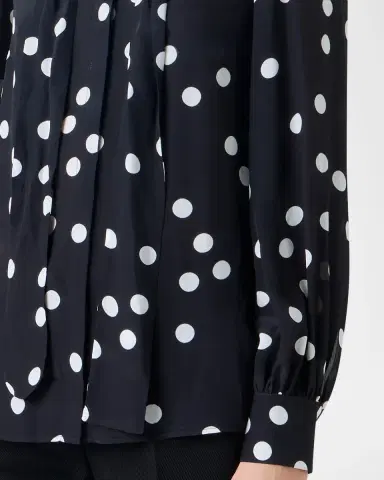 Akris punto Polka Dot-Print Georgette Neck-Bow Blouse | Thumbnail 4 Akris punto Polka Dot-Print Georgette Neck-Bow Blouse | Thumbnail 4