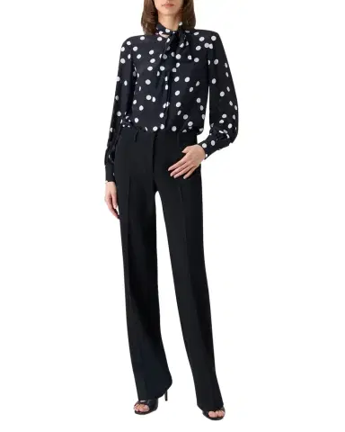 Akris punto Polka Dot-Print Georgette Neck-Bow Blouse | Thumbnail 1 Akris punto Polka Dot-Print Georgette Neck-Bow Blouse | Thumbnail 1
