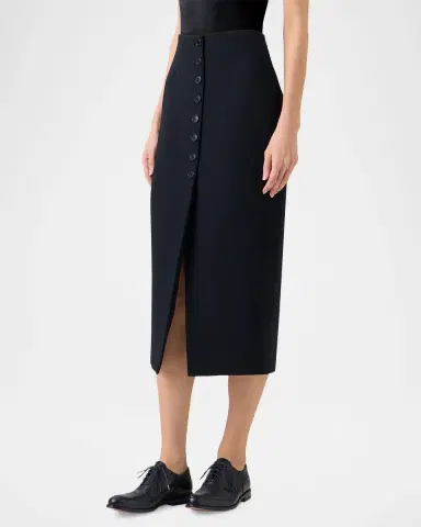 Akris Wool Buttoned Midi Pencil Skirt | Thumbnail 4 Akris Wool Buttoned Midi Pencil Skirt | Thumbnail 4