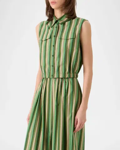 Akris punto Sleeveless Parasol Striped Cotton Poplin Crop Shirt | Thumbnail 3 Akris punto Sleeveless Parasol Striped Cotton Poplin Crop Shirt | Thumbnail 3