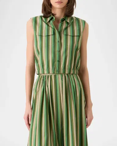 Akris punto Sleeveless Parasol Striped Cotton Poplin Crop Shirt | Thumbnail 5 Akris punto Sleeveless Parasol Striped Cotton Poplin Crop Shirt | Thumbnail 5