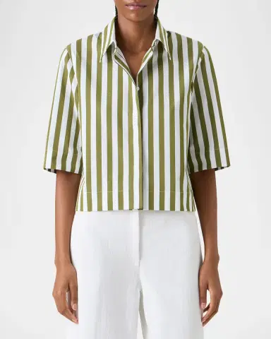 Akris punto Striped Cotton Poplin Boxy Button-Down Shirt | Thumbnail 3 Akris punto Striped Cotton Poplin Boxy Button-Down Shirt | Thumbnail 3