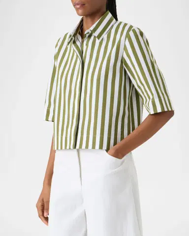 Akris punto Striped Cotton Poplin Boxy Button-Down Shirt | Thumbnail 5 Akris punto Striped Cotton Poplin Boxy Button-Down Shirt | Thumbnail 5