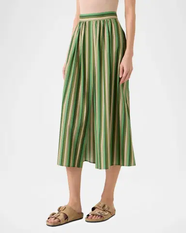 Akris punto Parasol Striped Cotton Poplin Midi Skirt | Thumbnail 2 Akris punto Parasol Striped Cotton Poplin Midi Skirt | Thumbnail 2