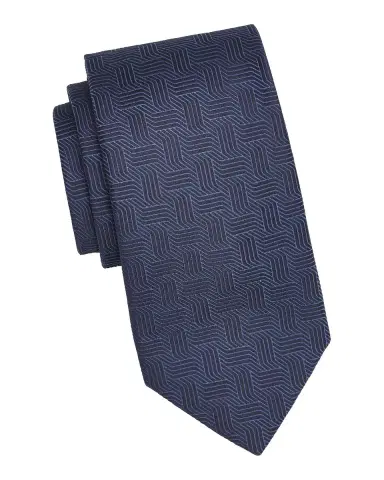 Canali Men's Art Deco Mosaic Stripe Silk Tie | Thumbnail 2 Canali Men's Art Deco Mosaic Stripe Silk Tie | Thumbnail 2