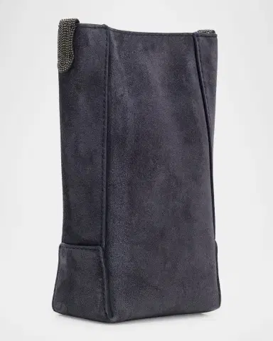 Brunello Cucinelli BC Duo Suede Phone Holder w/ Monili | Thumbnail 2