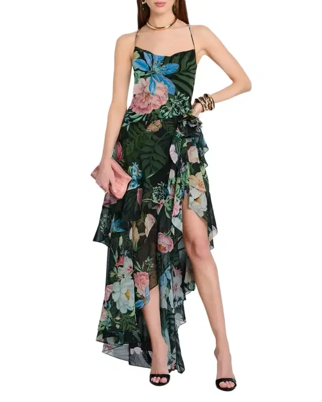 Retrofete Samara Ruffled Silk Chiffon Dress