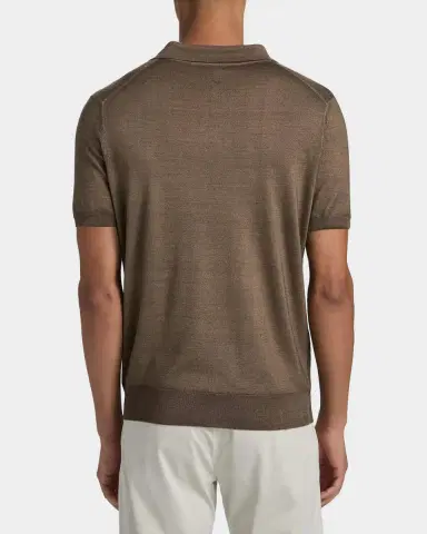 Canali Men's Textured Wool Polo Shirt | Thumbnail 2 Canali Men's Textured Wool Polo Shirt | Thumbnail 2