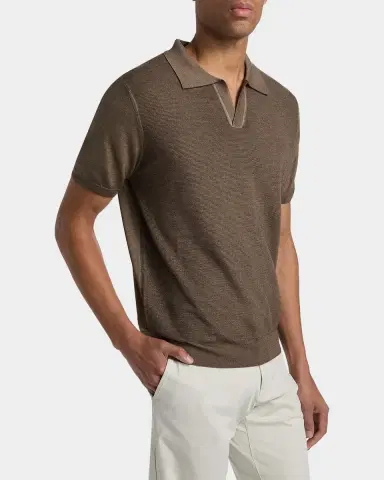 Canali Men's Textured Wool Polo Shirt | Thumbnail 6 Canali Men's Textured Wool Polo Shirt | Thumbnail 6