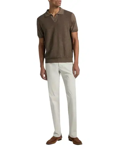 Canali Men's Textured Wool Polo Shirt | Thumbnail 1 Canali Men's Textured Wool Polo Shirt | Thumbnail 1
