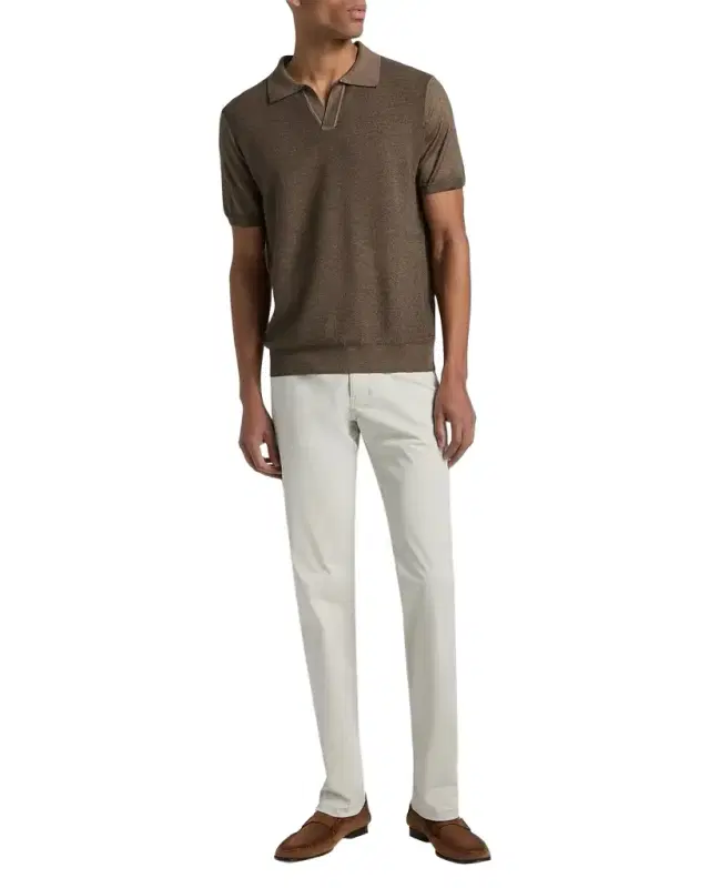 Men 's Textured Wool Polo Shirt