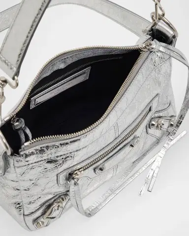 Balenciaga Le City Mini Metallic Leather Moto Shoulder Bag | Thumbnail 3
