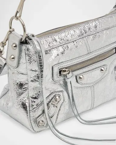 Balenciaga Le City Mini Metallic Leather Moto Shoulder Bag | Thumbnail 5