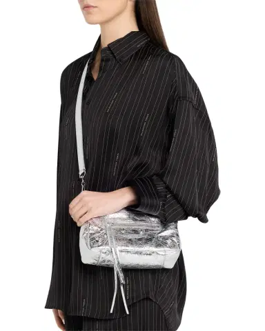 Balenciaga Le City Mini Metallic Leather Moto Shoulder Bag | Thumbnail 1