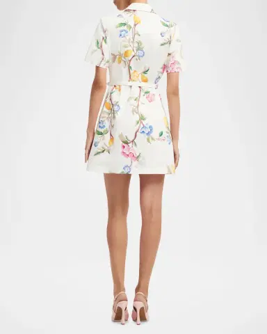 LEO LIN Brigitte Belted Floral Cotton Mini Dress | Thumbnail 2