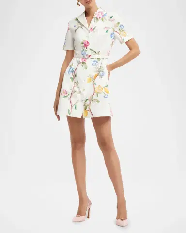 LEO LIN Brigitte Belted Floral Cotton Mini Dress | Thumbnail 3
