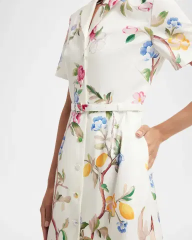 LEO LIN Brigitte Belted Floral Cotton Mini Dress | Thumbnail 4