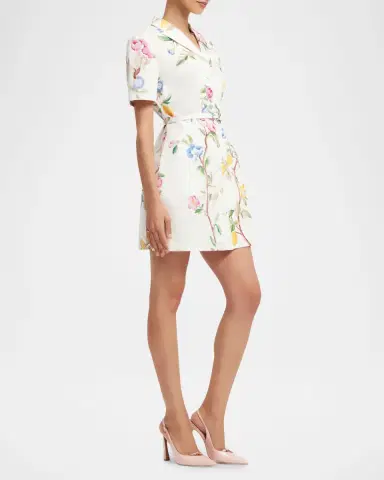 LEO LIN Brigitte Belted Floral Cotton Mini Dress | Thumbnail 5