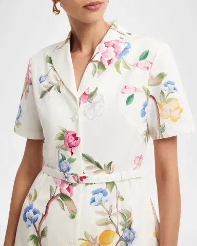 LEO LIN Brigitte Belted Floral Cotton Mini Dress | Thumbnail 6