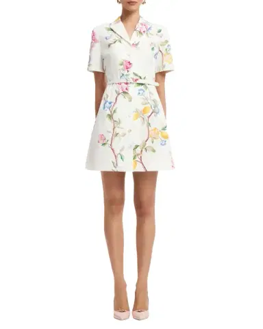 LEO LIN Brigitte Belted Floral Cotton Mini Dress | Thumbnail 1
