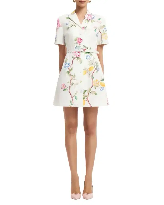 LEO LIN Brigitte Belted Floral Cotton Mini Dress