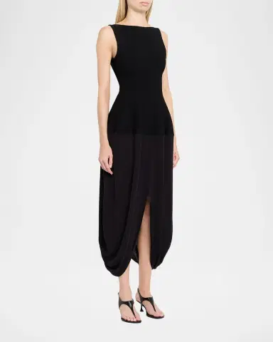 Proenza Schouler Sukki Sleeveless Draped Cocoon Midi Dress | Thumbnail 2 Proenza Schouler Sukki Sleeveless Draped Cocoon Midi Dress | Thumbnail 2