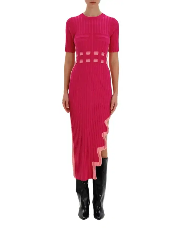 PH5 Jodie Pleated Midi Dress with Wavy Slit