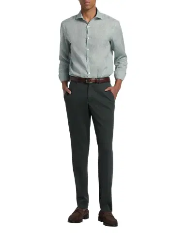 Canali Men's Solid Linen Classic Fit Sport Shirt | Thumbnail 1
