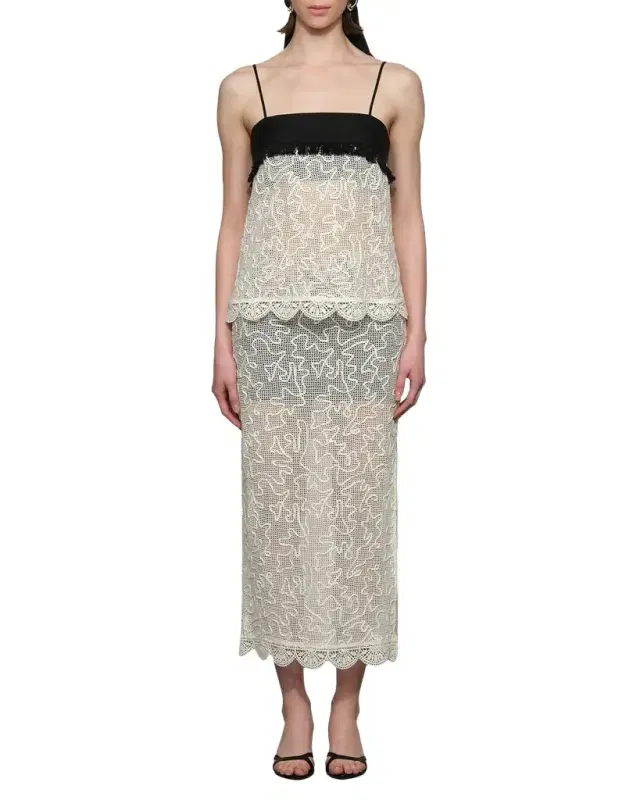Et Ochs Jayde Square-Neck Embroidered Net Top