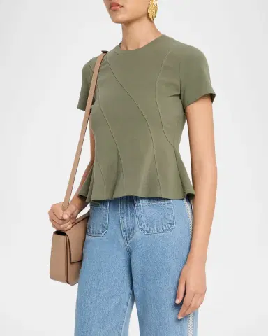 Veronica Beard Syverin Paneled Peplum Tee | Thumbnail 3