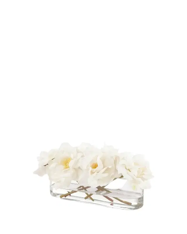 John-Richard Collection Graceful Roses 8" Faux Floral Arrangement in Glass Vase