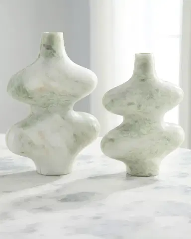 John-Richard Collection Echoed Marble Vases, Set of 2 | Thumbnail 2