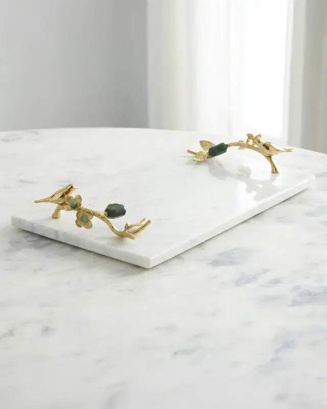 John-Richard Collection Brass Branches Marble Tray