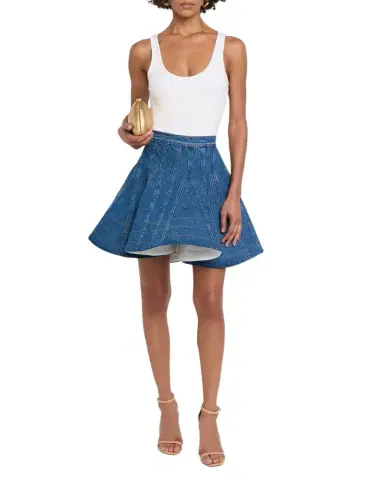 Aknvas Kalle Godet Denim Mini Skirt | Thumbnail 1 Aknvas Kalle Godet Denim Mini Skirt | Thumbnail 1