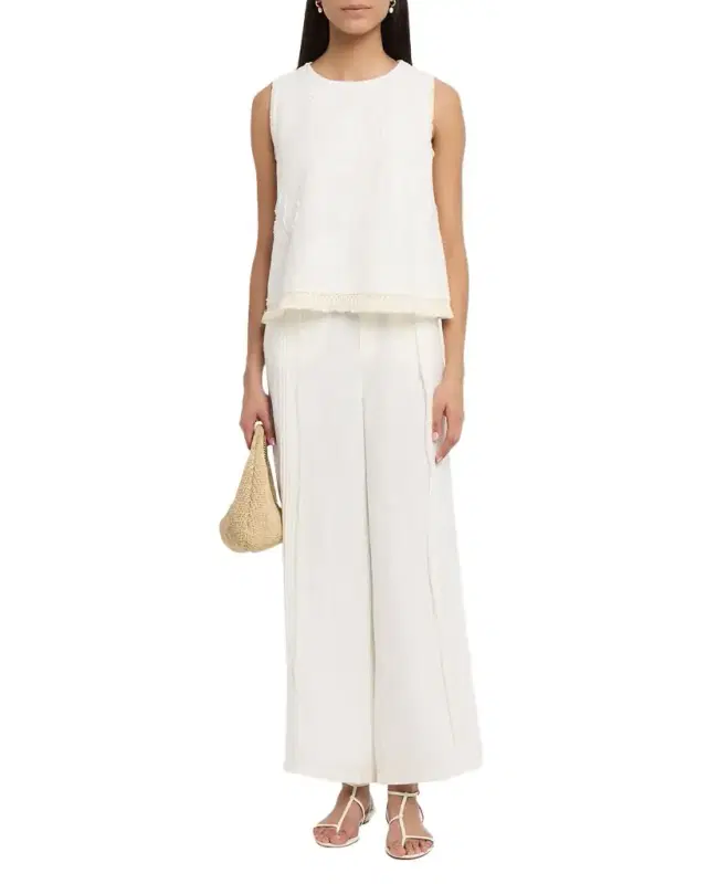Johnny Was Tobianne Embroidered Tassel-Trim Blouse