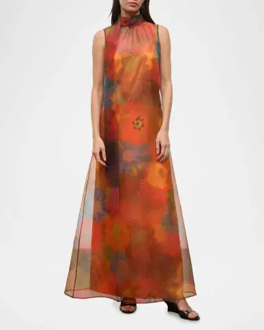 Staud Albee Floral Tie-Neck Maxi Dress | Thumbnail 3