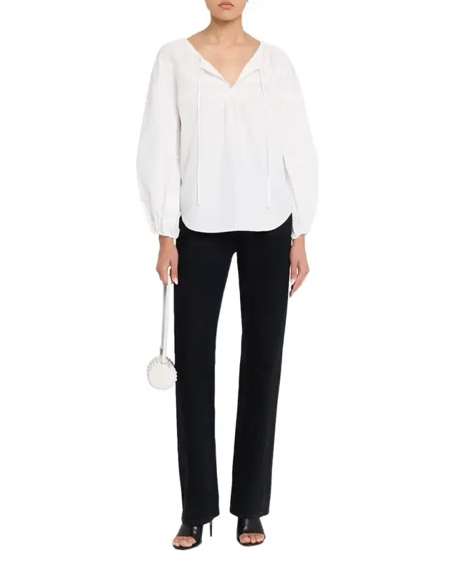 Vince Shirred Long-Sleeve Top